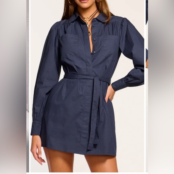 Ramy Brook Navy Long Sleeve Dress - Picture 1 of 13